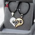 XM Wholesale Valentine's Day Heart Couple Pair Pendant Necklaces for Women Fashion Cute Romantic Crystal Rope Chain Jewelry. 