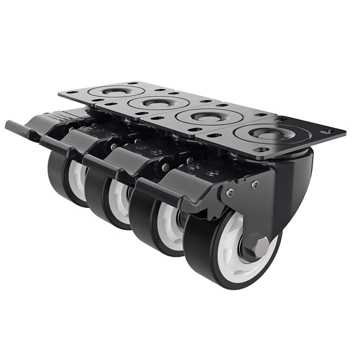 3 inch Swivel Caster Wheels,Rubber Base with Safety Brake & Top Plate & Bearing Heavy Duty, Total Capacity 1000lbs (Pack of 4)