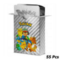 Pokémon Silver Foil Cards Collection - 55 Rare TCG Cards in Silver Box, Ideal for Kids and Fans. 