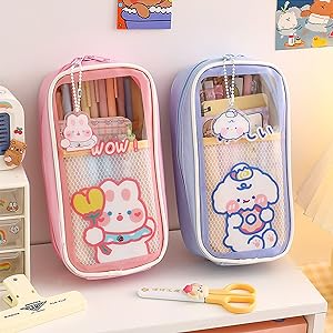 Kawaii Pencil Case Cute Pencil Case Aesthetic Cute Pencil Pouch with Accessories Kawaii School Supplies for Teen Girls (Blue)…