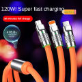 3 in 1 120W 6A Ultra Fast Charger | C Type | Micro USB | lightning | Liquid Silicone Quick Charging Fast Charging Cable with Led Light |. 