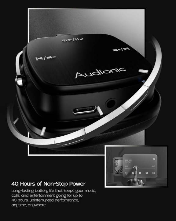 Audionic Hammer 110 Ultra Wireless Headphones with Bluetooth 5.4 Noise ...
