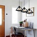 3 in 1, Tri-angle with bar Matte Black Pendant Light Fixtures Over Kitchen Island, Hanging Ceiling Lights, E26/E27 Medium Base, Adjustable Height, Bulbs not Included.. 