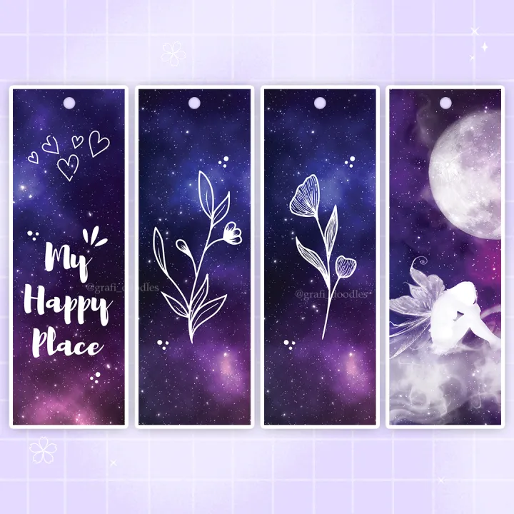 Purple Galaxy Themed Aesthetic Bookmarks | Waterproof Bookmarks | Space and Galaxy Themed Bookmarks