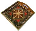 swati traditional art hand painted wooden serving tray.. 