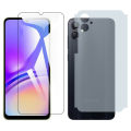 Samsung A05 Glass Protector Polish Screen Tempered + Back Protector Carbon Fiber Matte Soft Skin Sheet For Galaxy A05. 
