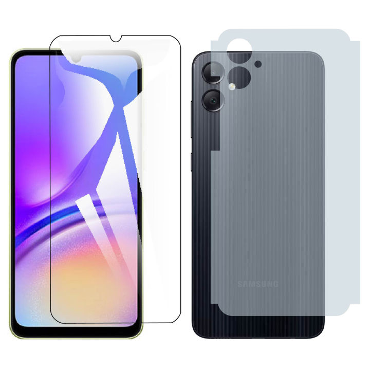 Samsung A05 Glass Protector Polish Screen Tempered + Back Protector Carbon Fiber Matte Soft Skin Sheet For Galaxy A05
