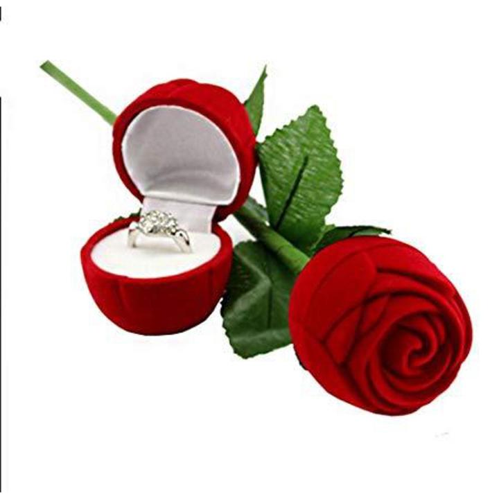Red Rose Ring with Box for Wedding Valentines Engagement