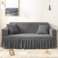 Soft Elastic Bubble Cloth Universal Sofa Cover Breathable Thick Slipcover Protector 3+1+1=5 seater. 