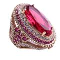 Blushing Beauty: Oval Pink Gemstone Women's Ring. 