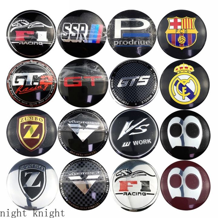 4pcs 56mm F1 GT SSR ZUMBO Prodriue GTS Vorsteiner Car Wheel Center Hub Cap Sticker Auto Tire Emblem Badge Decal