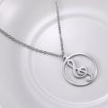 Music Note Treble Musical Symbol G Clef Statement Gold Color Stainless Steel Snake Chain Pendant For Woman Man. 