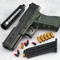 Glock Soft Bullet Toy Gun Shell Ejection Foam Darts Blaster Toy Gun Manual Airsoft Gun With Silencer For Kid Adult. 