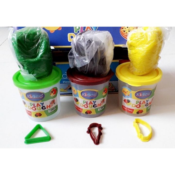 KIDCO Play Dough Pack of 3 Bottles With 3 Shapes