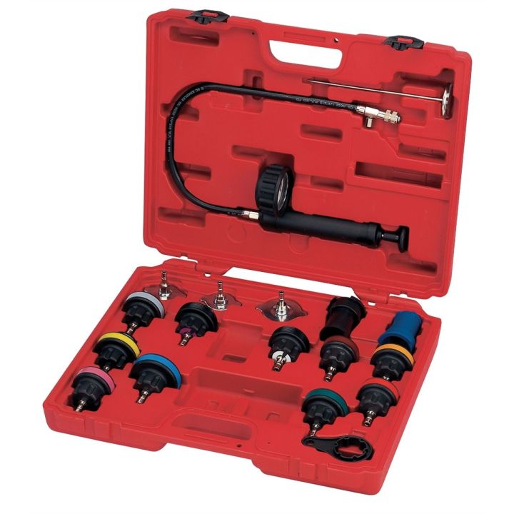 14Pcs Universal Radiator Pressure Tester Kit Car Water Tank Leak Detector