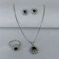 3 Pcs Jewellery for Girls – Black Stone Necklace, Ring & Earrings | Elegant Jewellery for Girls | Stylish Earrings and Necklace Set | Trendy Women’s Necklace Set | Perfect Gift for Women & Girls. 