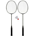 Pack of 2 Badminton Rackets with free shuttle or cover for outdoor sports. 