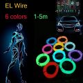 12V USB 1M 3M 5M Car EL Wire led strip Atmosphere light for DIY Flexible AUTO interior Lamp Party Decoration Lights Neon Strips--blue--5M. 