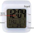 Dice Table Alarm Clock (Colorful) Digital Alarm Thermometer Night Glowing Cube 7 Colors Clock LED Change LCD for Bedroom Child Kids Alarm Clock Stocking Stuffers for Kids, Easy Setting Digital Travel Large Display Time-Date-Alarm Snooze, Bedrooms. 