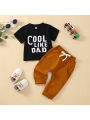 Baby Boys Summer Clothes Letter Print Short Sleeve T-shirt Tops with Stretch Casual Drawstring Pants Set. 