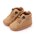 Rytain- Baby Boy Shoes Solid Color PU Leather  With Shoelace Soft Cotton Non-slip Soled Infant Toddler Shoes Sneakers for Boys Girls 0-3 Years. 