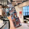 Azzin - 500ml Glass Water Bottle With Time Scale - Couple Glass Portable Bottle - Water Container Anti-drop - Outdoor Water Bottle. 