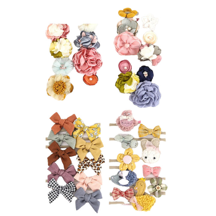 10Pcs/Set Lace Flower Baby Girls Headband Bowknot Elastic Infant Newborn Hair Band Cute Baby Headwear Hair Accessories