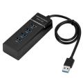 USB Hub 3.0 - 4 Port High Speed USB Hub with attached 1ft Extended Cable & LED Light - For Computers,, Laptop, PC, USB Flash Drives. 