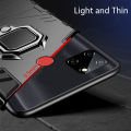 Biruiqu For Realme C12 Soft TPU+Hard PC Black Panther Shockproof Slim Protective Case Cover with Kickstand. 