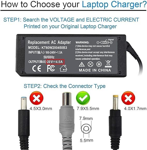 90W 20V 4.5A AC Adapter Charger for Lenovo Thinkpad T400 T410 T420 T420s T500 T520 T530 X60 Z60 X200 X201 X220 X230 X61 T61 E420 E430 E520 E530 E545 SL510 S230u 40Y7659 93P5026 40Y7696 Power Supply