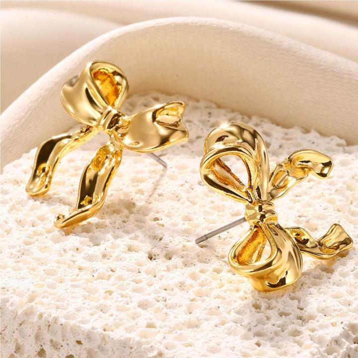 Stylish Fashion Bow Earrings Charming Trendy Cute Bow Earrings For Women Girls Fashionable Cute Ribbon Earrings for Birthday party jewelry gifts Women's fashion accessories Daily wear Birthday parties