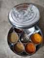 Stainless steel spice box with spoon -Masala box. 