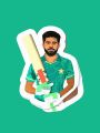 Babar Azam Sticker for Boys and Girls Cricket Fans Bobby No 1 (Pack of 2). 