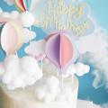 Cute Colorful Hairball Clouds Cake Topper Happy Birthday Party Decor Kids Boy Girl Clouds Cake Decor Birthday Party. 
