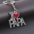 1Pc I Love Papa Metal Keychain Keyring Key Chain Family Father's Day. 