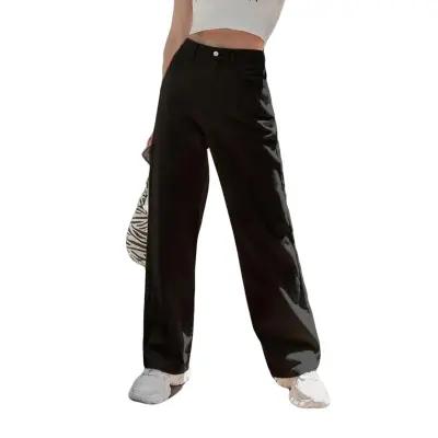 Black Wide Leg Women Jeans High Waist Baggy Style Pants EXPORT QUALITY | Factory Outlet