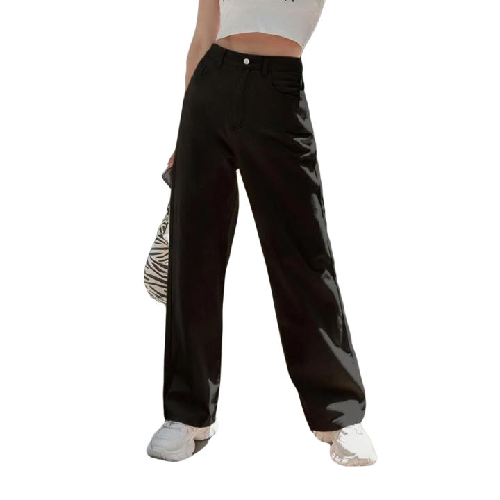 Black Wide Leg Women Jeans High Waist Baggy Style Pants EXPORT QUALITY | Factory Outlet