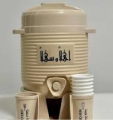 Cooler with Stand & 6 Cups Thermos Al Haram Zamzam Water Dispenser 2l Inspired by the Holy Mosques of Mecca & Medina High-Quality Water Cooler for Hajj, Umrah, Ramadan Religious Water Dispenser. 