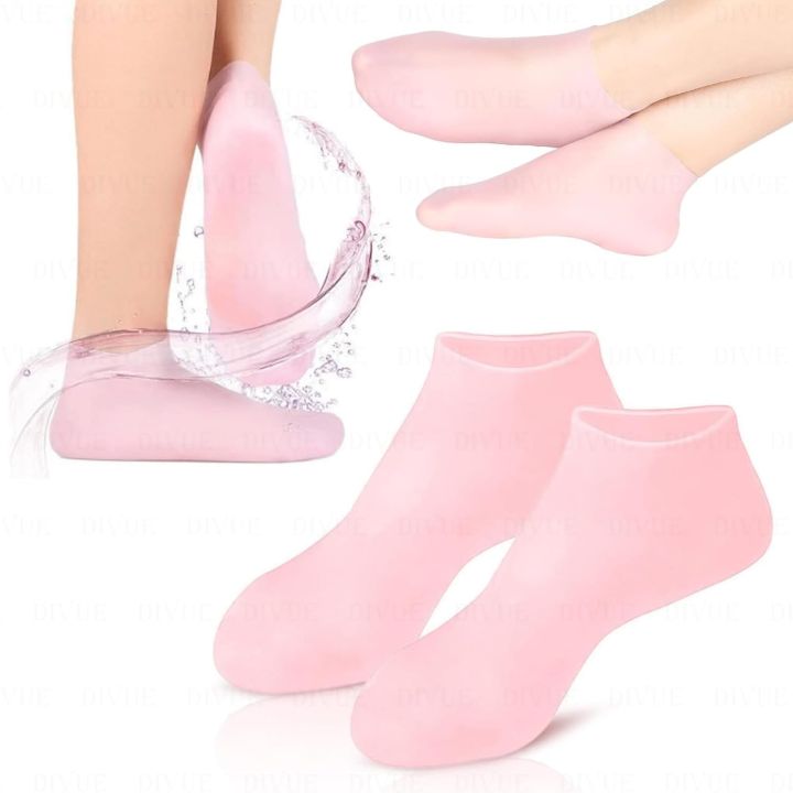 1-Pair Silicone Moisturizing Socks, Soft Silicone Socks For Cracked Feet Women And Men Foot Moisturiser Socks Foot Spa Pedicure Silicone Gel Socks For Cracked Feet Dry Skins Calluses