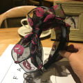 Side bow headband with lip print adult double bow hair butterfly knot headband ladies shape black mesh butterfly bow hair band tooth girl. 