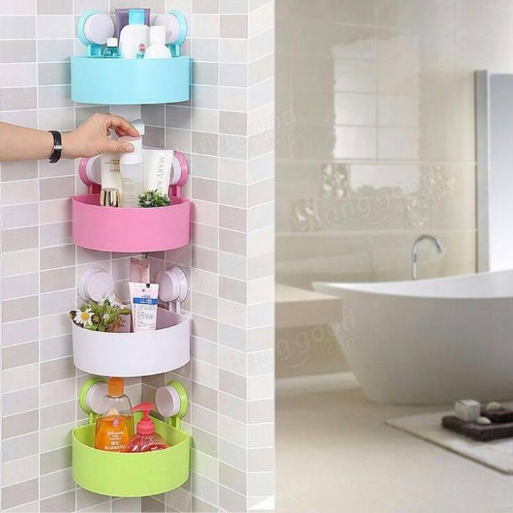 Triangle Bath and Kitchen Corner Storage Shelf with Suction Cup