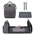 Baby Infant Nappy Changing Bag Portable Large Capacity Folding Crib Diaper Backpack Stroller Straps for Travel Multifunctional-Purple Color-Grey Color. 