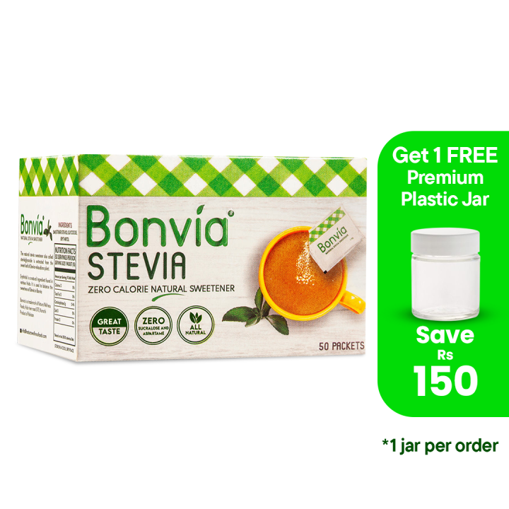 Bonvia Stevia Zero Calorie Sweetener 50 Sachets [With Free Gift]