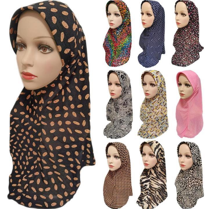 Flower Print Hijab Amira Muslim Women Head Cover Neck Hat Scarf Shawls Islamic Turban Bandanas Hair Loss Cap Headscarf Headwear
