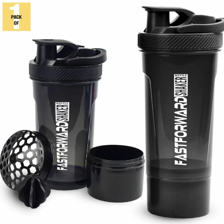 Shaker Bottle - 24 Ounce Protein Shaker Plastic Bottle for Pre & Post workout with Twist and Lock Protein Box Storage