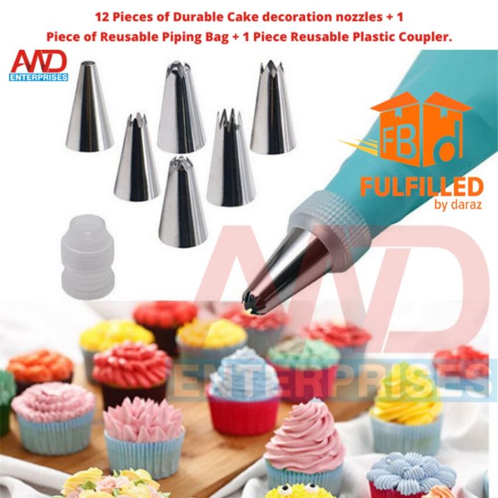 Cakeware 14 Pcs Cake Decorating Set Frosting Icing Piping Bag Tips with Steel Nozzles  Cake Ware 14 Pieces Cake Piping Nozzle Tools Set  Decorating Kit Icing Tips Pastry Bags Piping Bag Frosting Bags Baking Decorating Supplies
