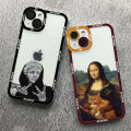 TAHANgTA New style  New style Great Art Aesthetic David Mona Lisa Clear Phone Case For iPhone 15 14 13 12 11 Pro Max Mini XS X XR SE 2020 7 8 Plus Soft Cover. 