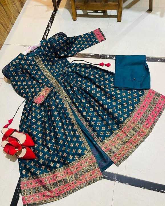 Smars%20Fashion%20%20Stitched%20Printed%20Silk%20Open%20frock%20Maxi%202pc%20Dress%20for%20Women%20and%20Girls%20-%20Image%202