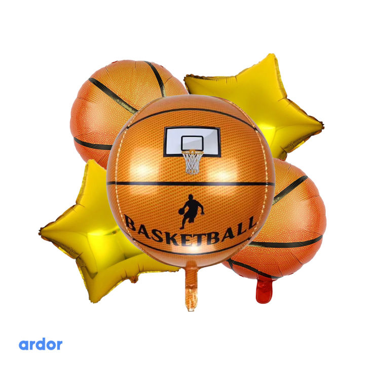 Basket Ball Foil Balloons 5  Pcs Set For Birthday Party Decor