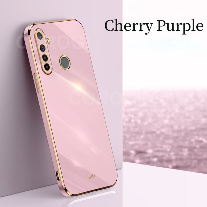 For Realme 5i Back Cover Luxury 6D Plating Square Frame Shiny